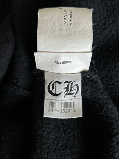 Chrome Hearts Black Leather Triple Cross Patch Zip Up Hoodie