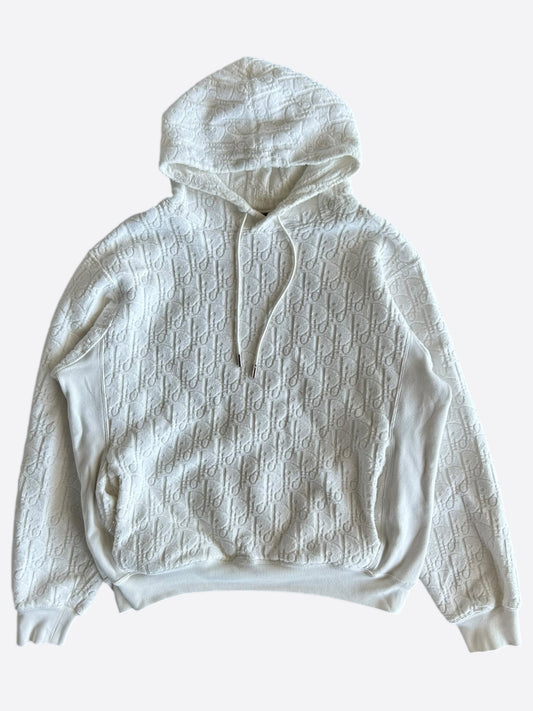 Dior White Oblique Towel Hoodie