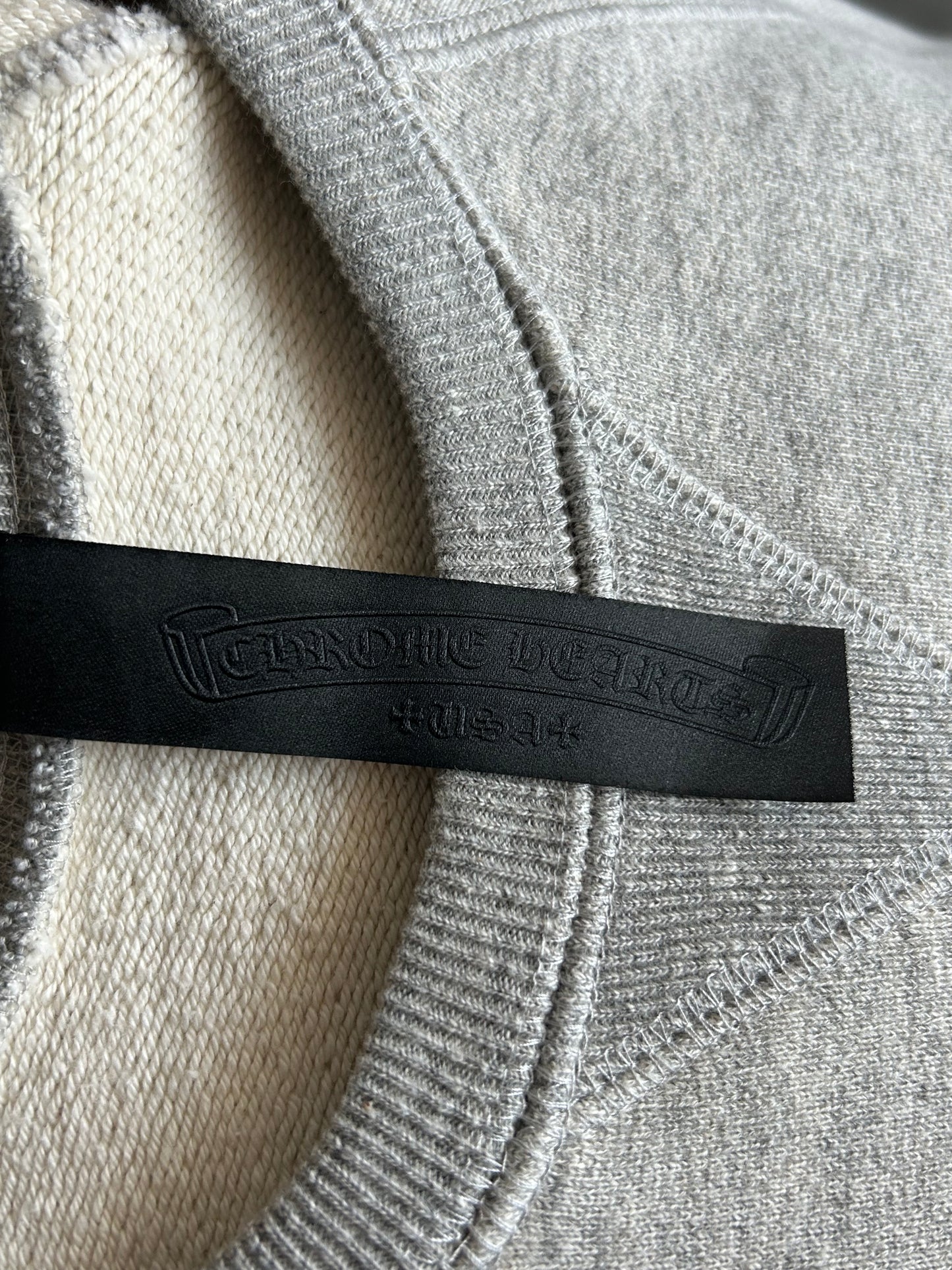 Chrome Hearts Grey & Black Triple Cross CH Logo Embroidered Sweater