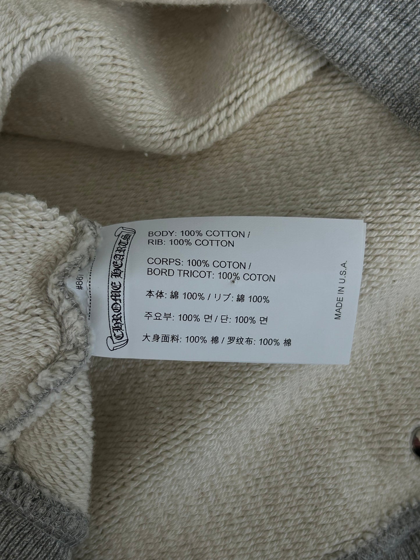Chrome Hearts Grey & Black Triple Cross CH Logo Embroidered Sweater
