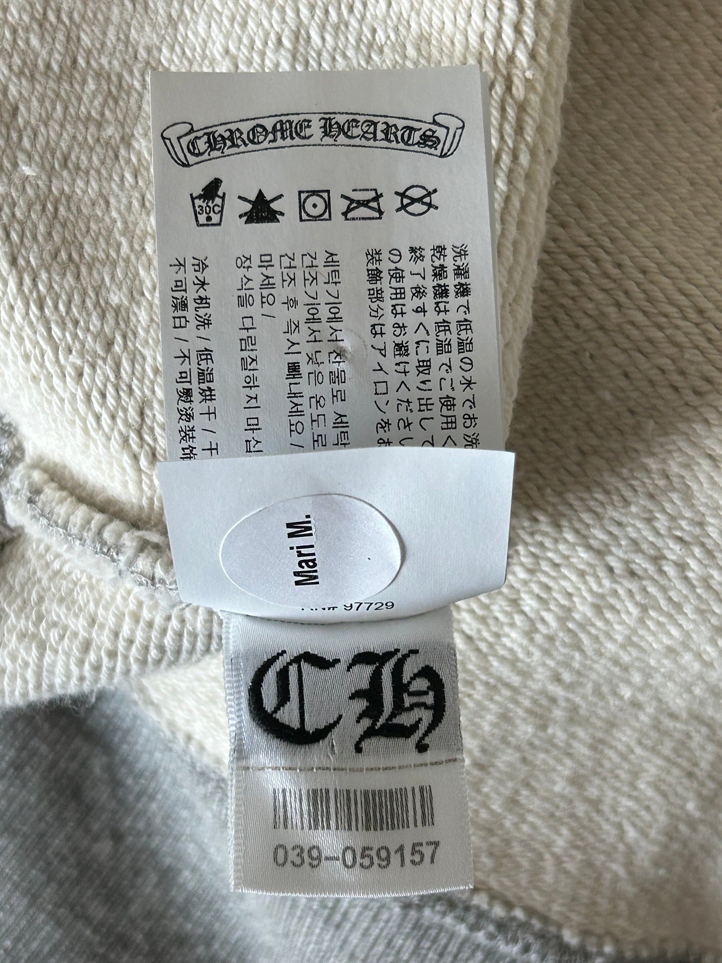 Chrome Hearts Grey & Black Triple Cross CH Logo Embroidered Sweater