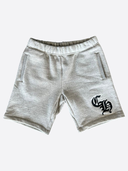 Chrome Hearts Grey & Black CH Logo Embroidered Shorts