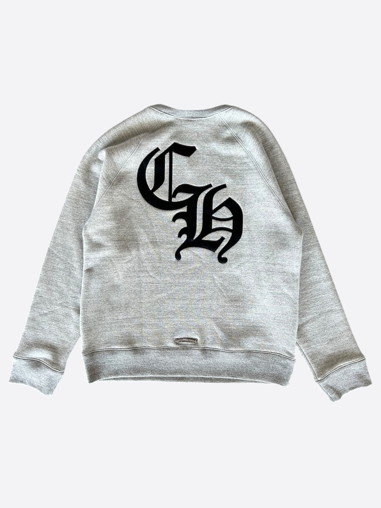 Chrome Hearts Grey & Black Triple Cross CH Logo Embroidered Sweater