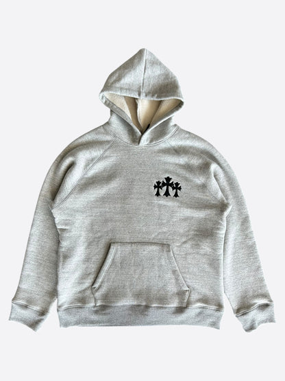 Chrome Hearts Grey & Black Triple Cross CH Logo Embroidered Hoodie