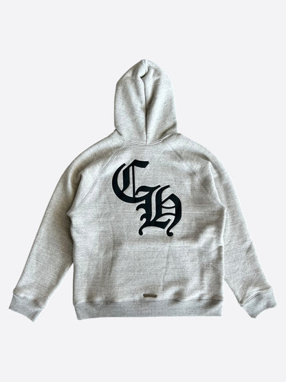 Chrome Hearts Grey & Black Triple Cross CH Logo Embroidered Hoodie