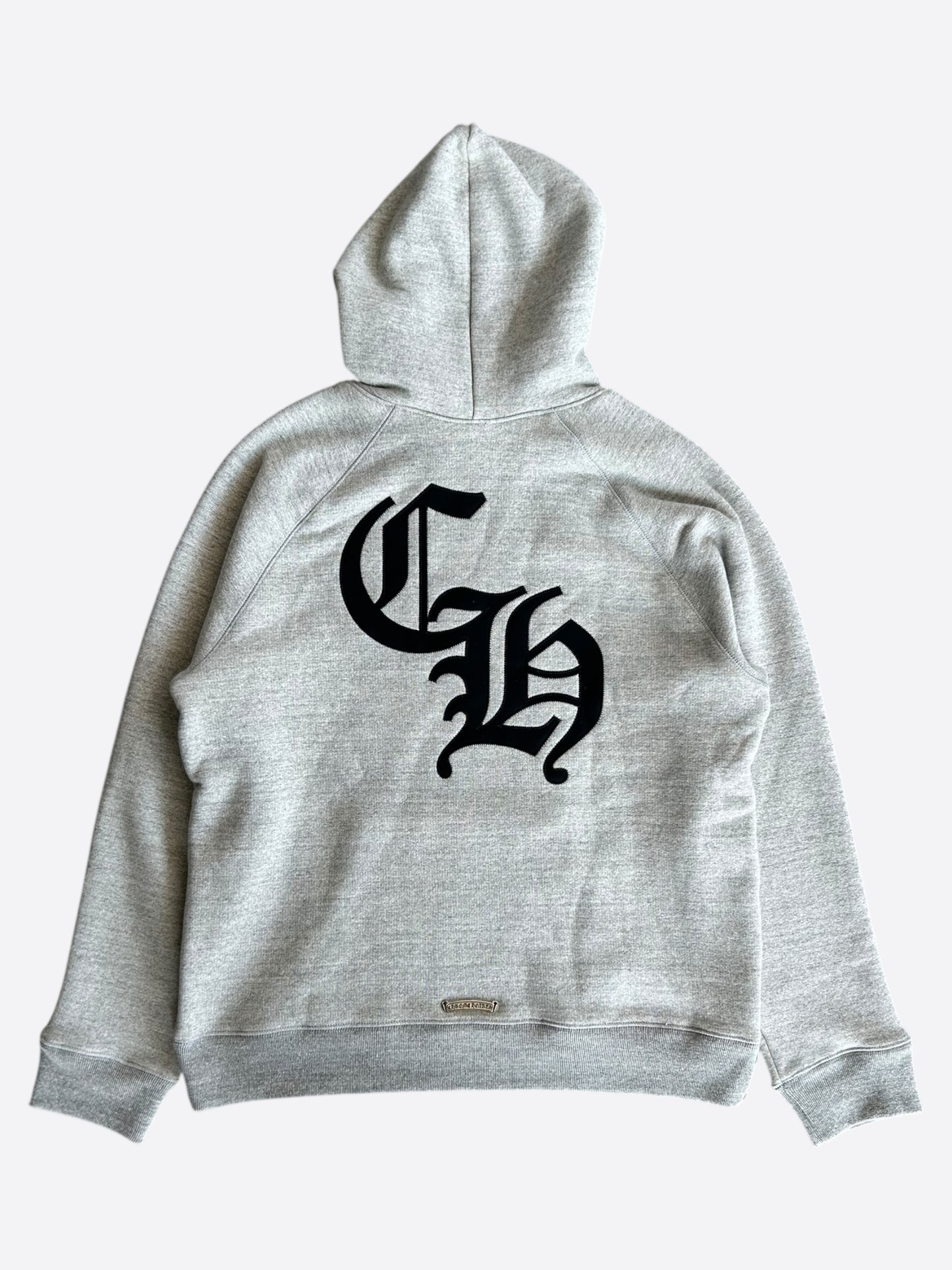 Chrome Hearts Grey & Black Triple Cross CH Logo Embroidered Hoodie
