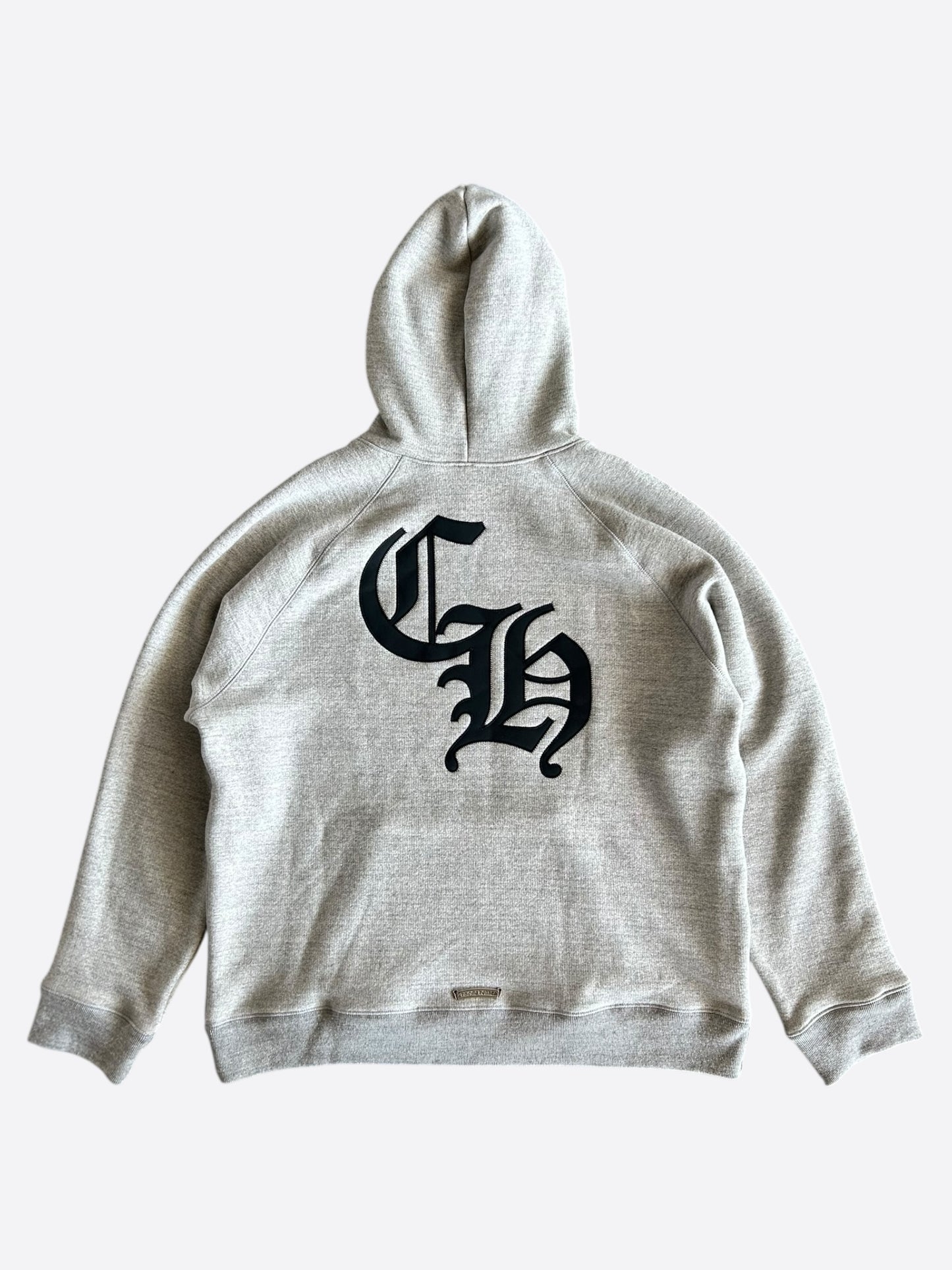 Chrome Hearts Grey & Black Triple Cross CH Logo Embroidered Hoodie