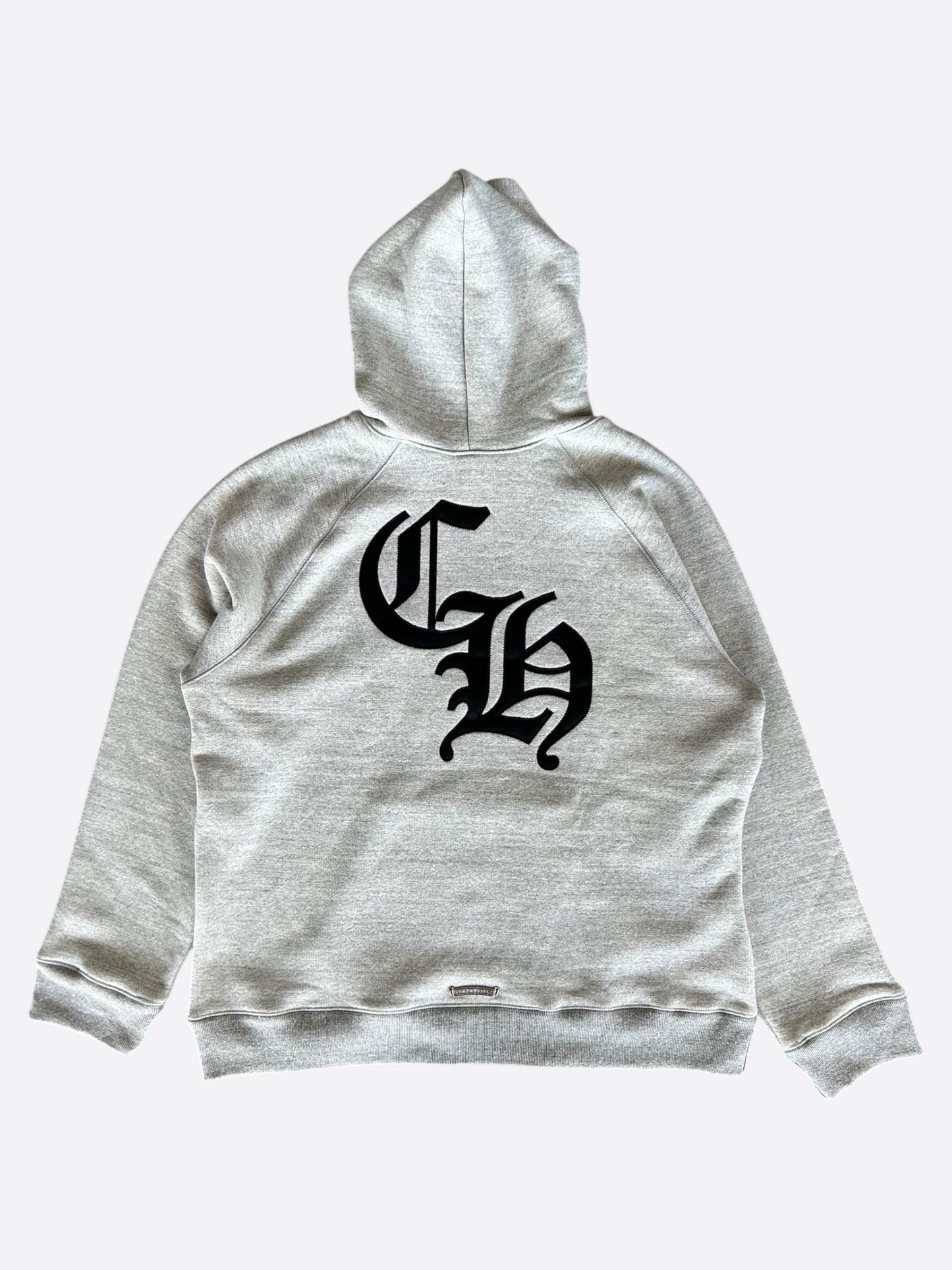 Chrome Hearts Grey & Black Triple Cross CH Logo Embroidered Hoodie