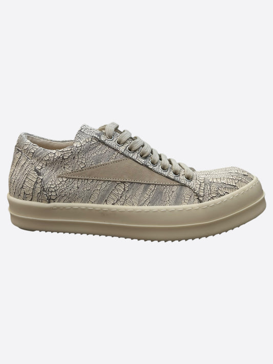 Rick Owens Cracked Milk Vintage Low Top Sneakers