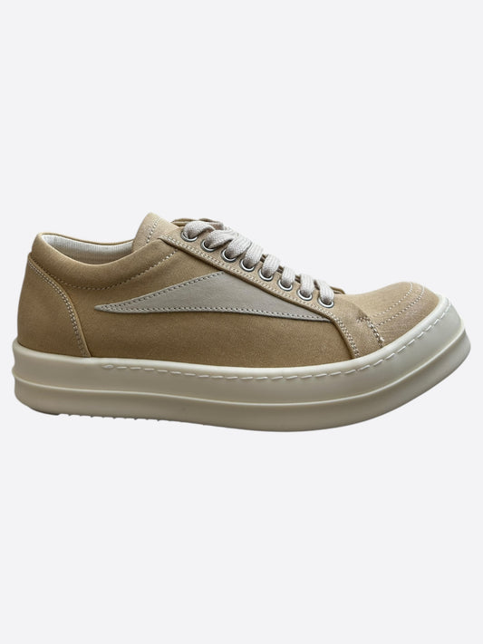 Rick Owens Light Beige & White Vintage Women's Low Top Sneakers