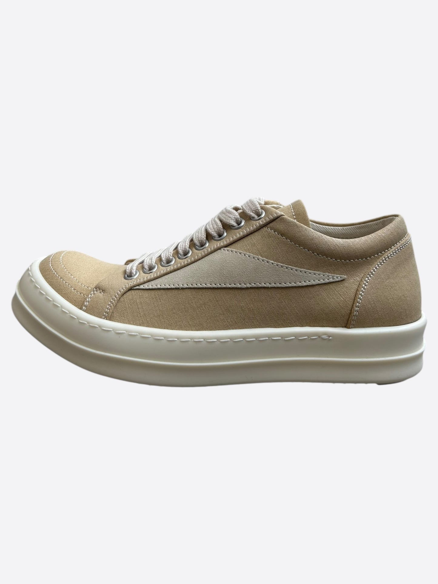 Rick Owens Light Beige & White Vintage Women's Low Top Sneakers