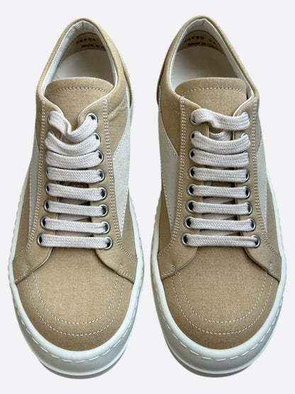 Rick Owens Light Beige & White Vintage Women's Low Top Sneakers