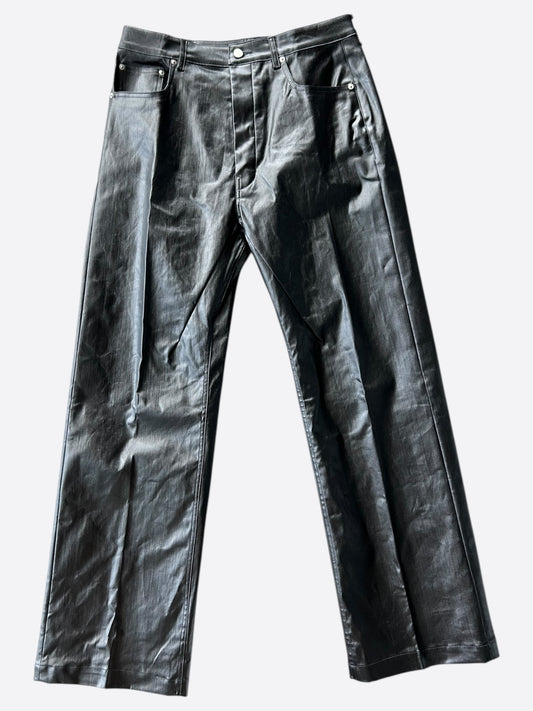 Rick Owens Black Coated Geth Jeans