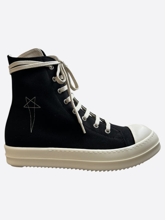 Rick Owens Black & White Pentagram High Top Sneakers