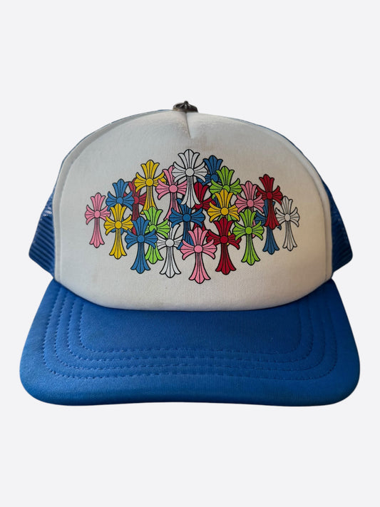Chrome Hearts Blue & White Multicolor Cross Trucker Hat
