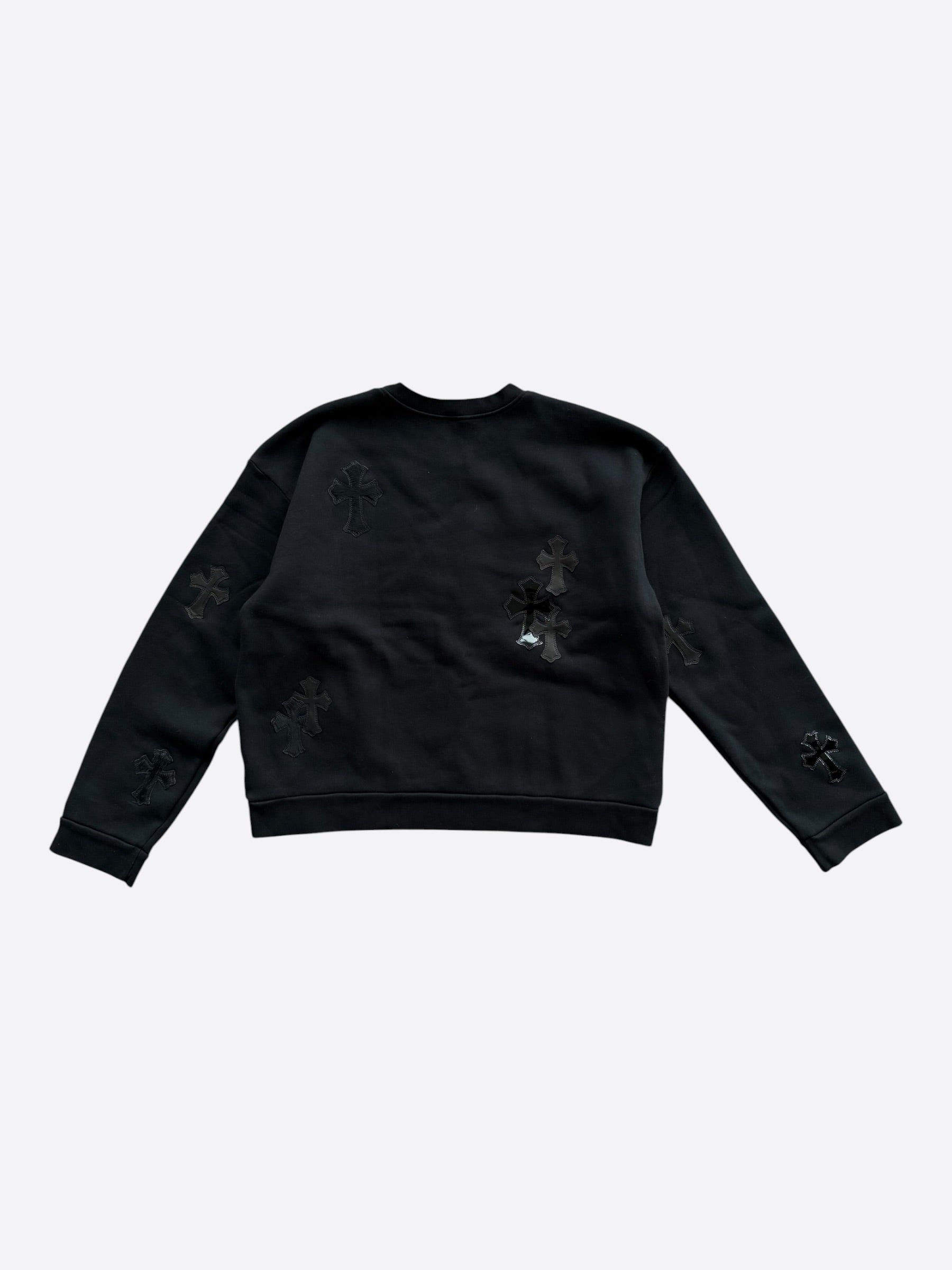 Chrome Hearts Black Cross Patch Cropped Quarter-Zip Sweater