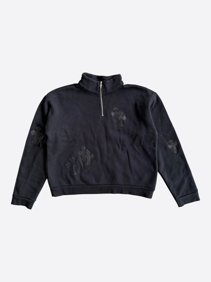 Chrome Hearts Black Cross Patch Quarter Zip Sweater
