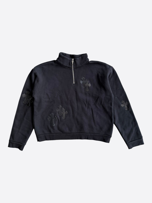 Chrome Hearts Black Cross Patch Quarter Zip Sweater