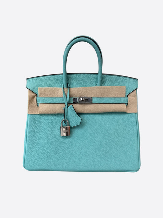 Hermes Blue Atoll Togo & Palladium Hardware Birkin 25