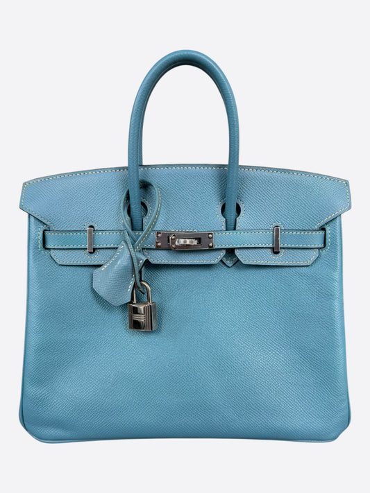 Hermes Blue Jean Epsom & Palladium Hardware Birkin 25
