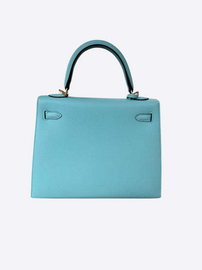 Hermes Blue Atoll Epsom & Gold Hardware Kelly 25