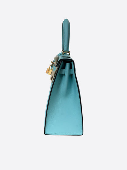 Hermes Blue Atoll Epsom & Gold Hardware Kelly 25