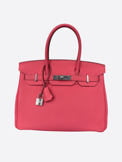 Hermes Rose Lipstick Togo & Palladium Hardware Birkin 30