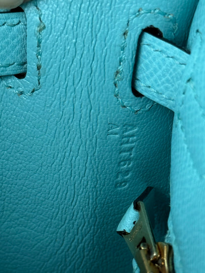 Hermes Blue Atoll Epsom & Gold Hardware Kelly 25
