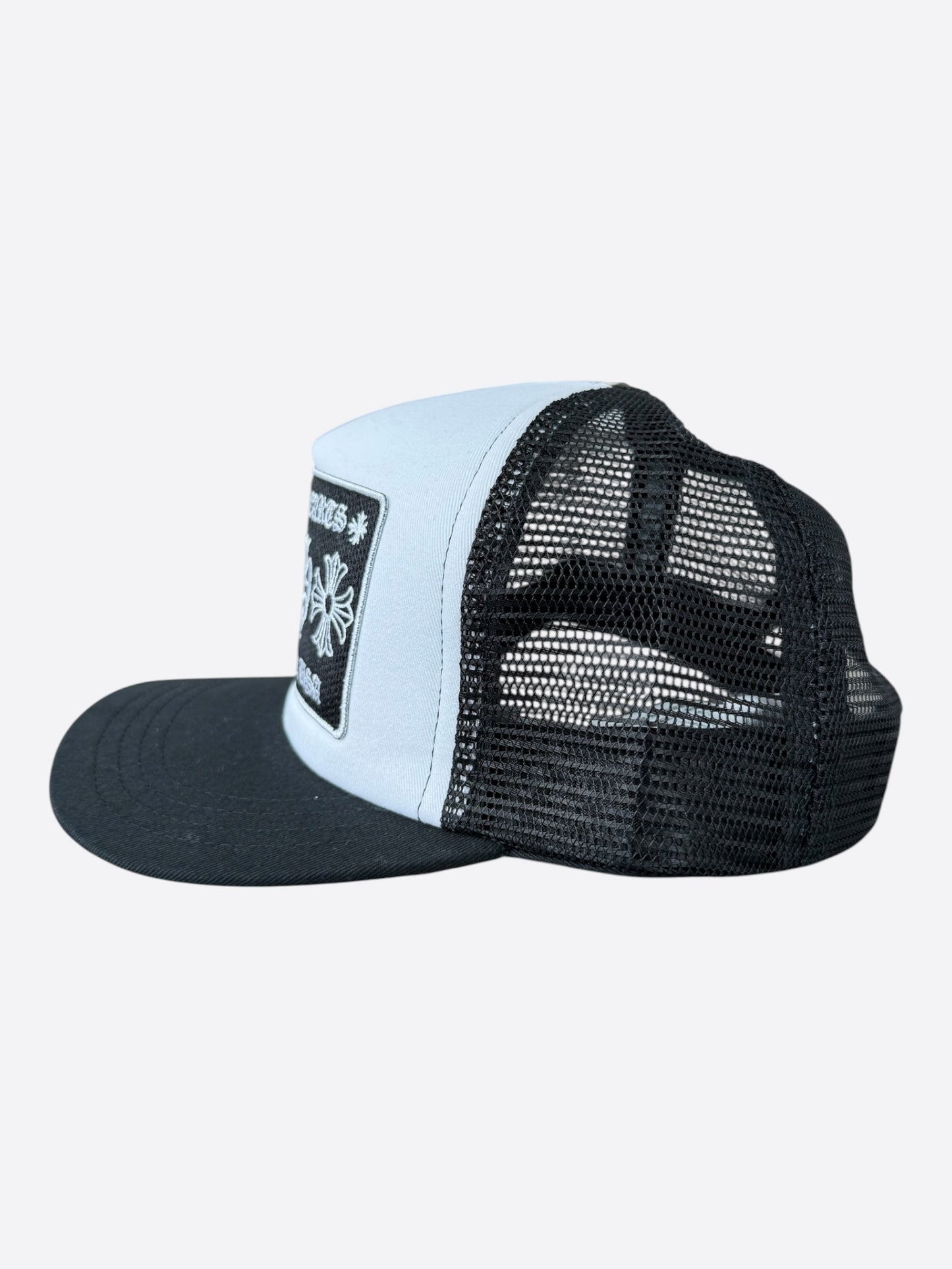 Chrome Hearts Black & White Hollywood Trucker Hat