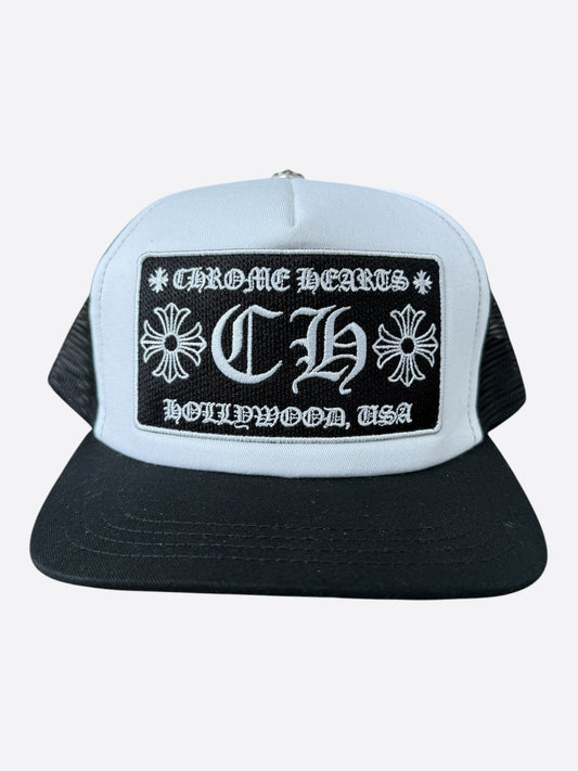 Chrome Hearts Black & White Hollywood Trucker Hat