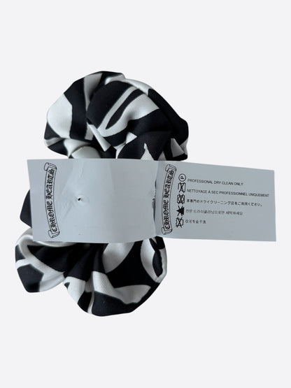 Chrome Hearts White & Black Plus Cross Silk Scrunchie