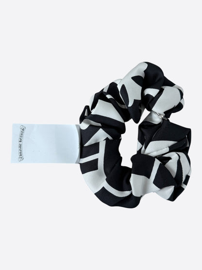 Chrome Hearts White & Black Plus Cross Silk Scrunchie