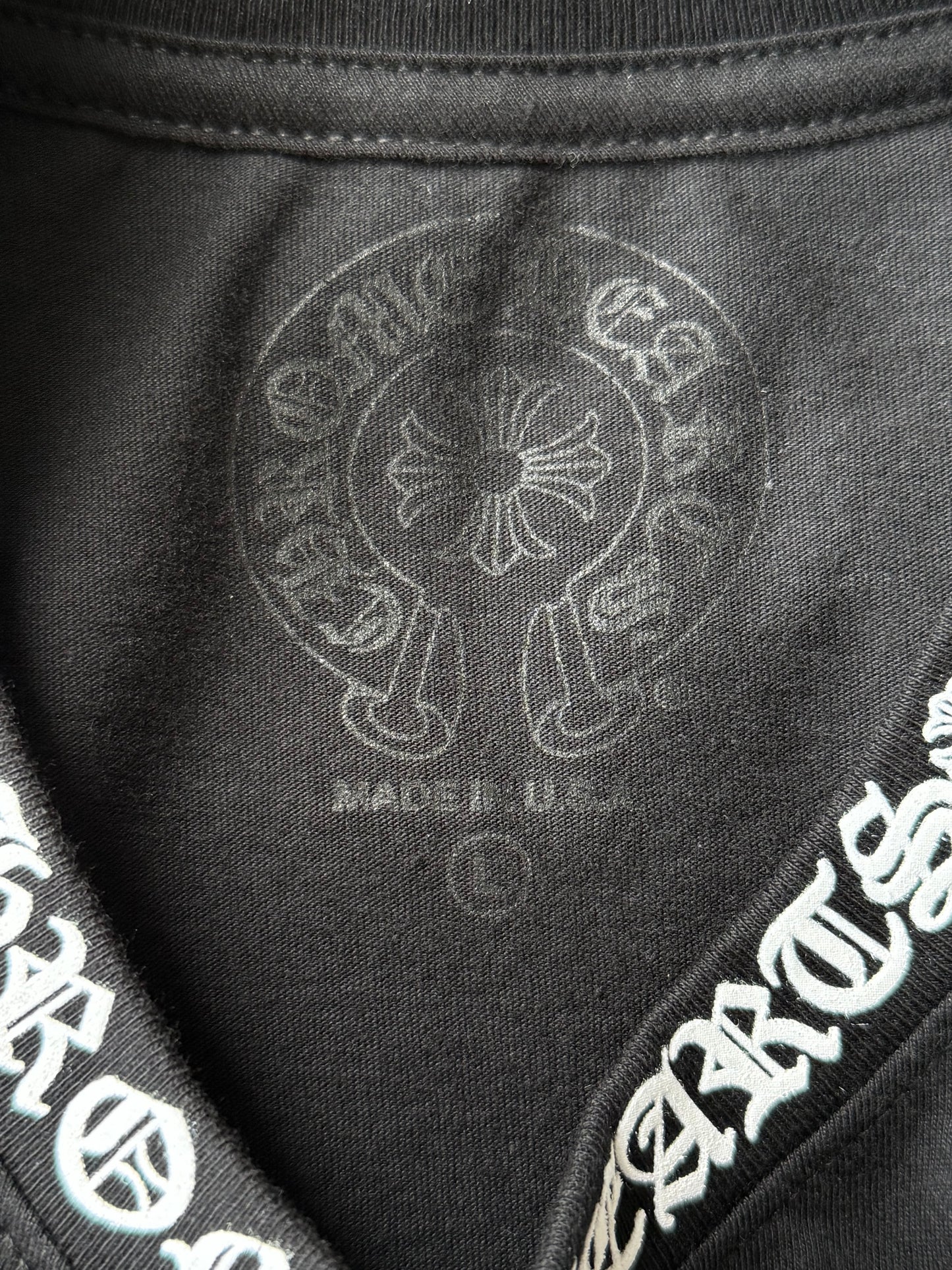 Chrome Hearts Black & White Neck Logo Longsleeve T-Shirt