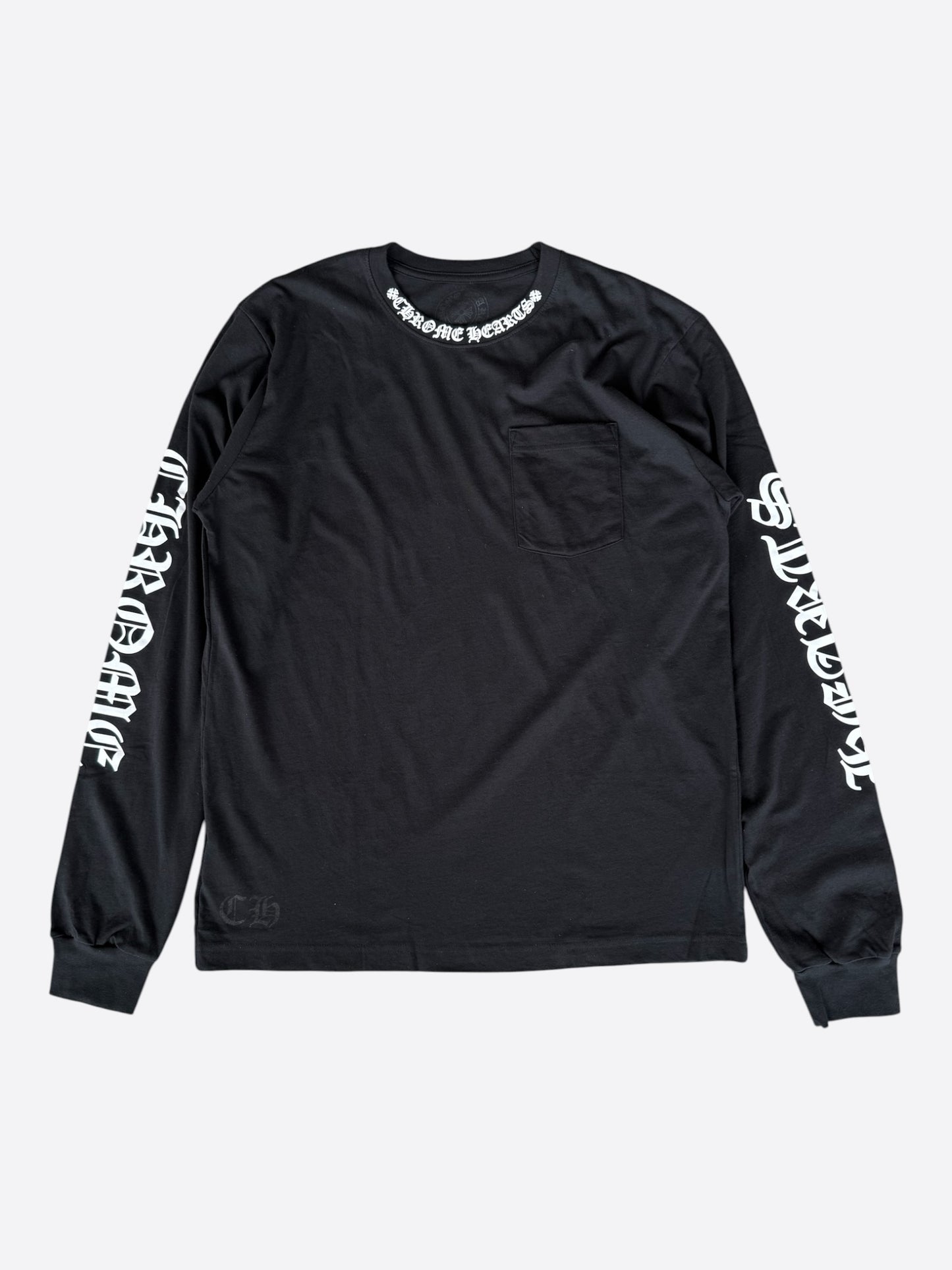 Chrome Hearts Black & White Neck Logo Longsleeve T-Shirt