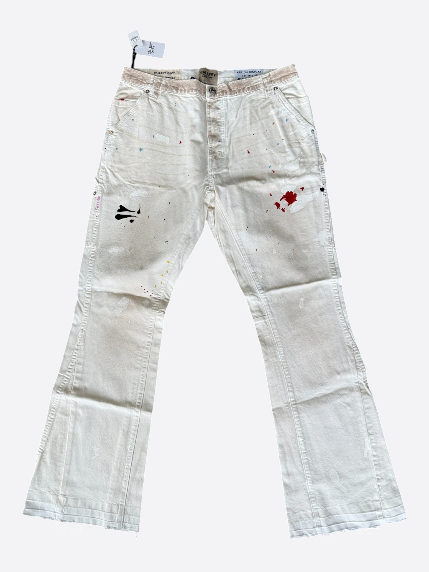 Gallery Dept Beige Paint Splatter LA Flare Carpenter Pants