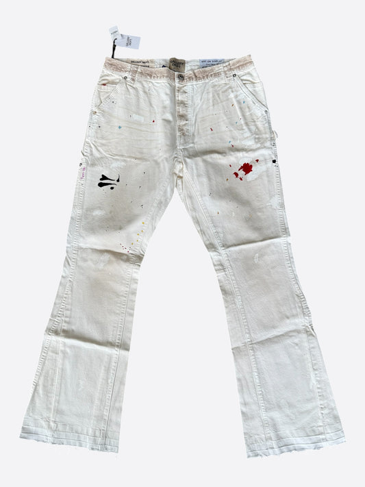 Gallery Dept Beige Paint Splatter LA Flare Carpenter Pants