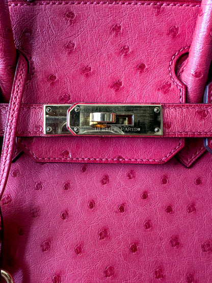 Hermès Red Ostrich Leather Birkin 30