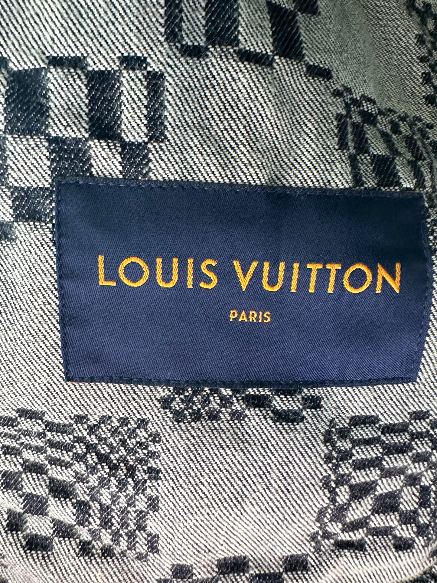 Louis Vuitton Distorted Damier Denim Jacket 2022-23FW, Navy, 54