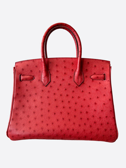 Hermès Red Ostrich Leather Birkin 30