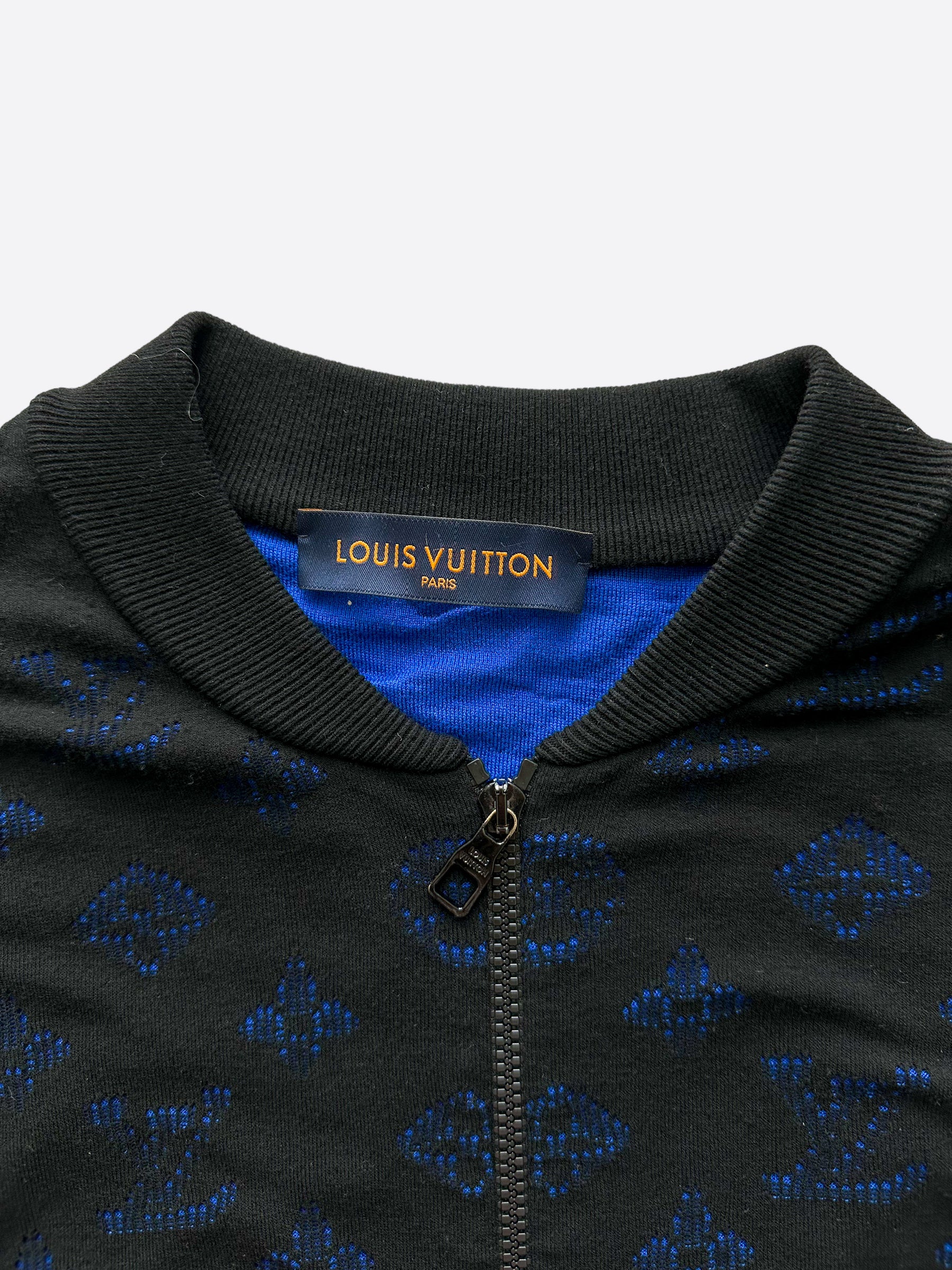 Louis Vuitton Black & Blue Drop Needle Monogram Bomber – Savonches