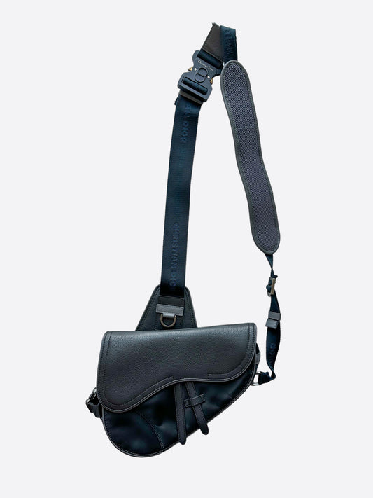 Dior Sacai Black Calfskin Saddle Bag