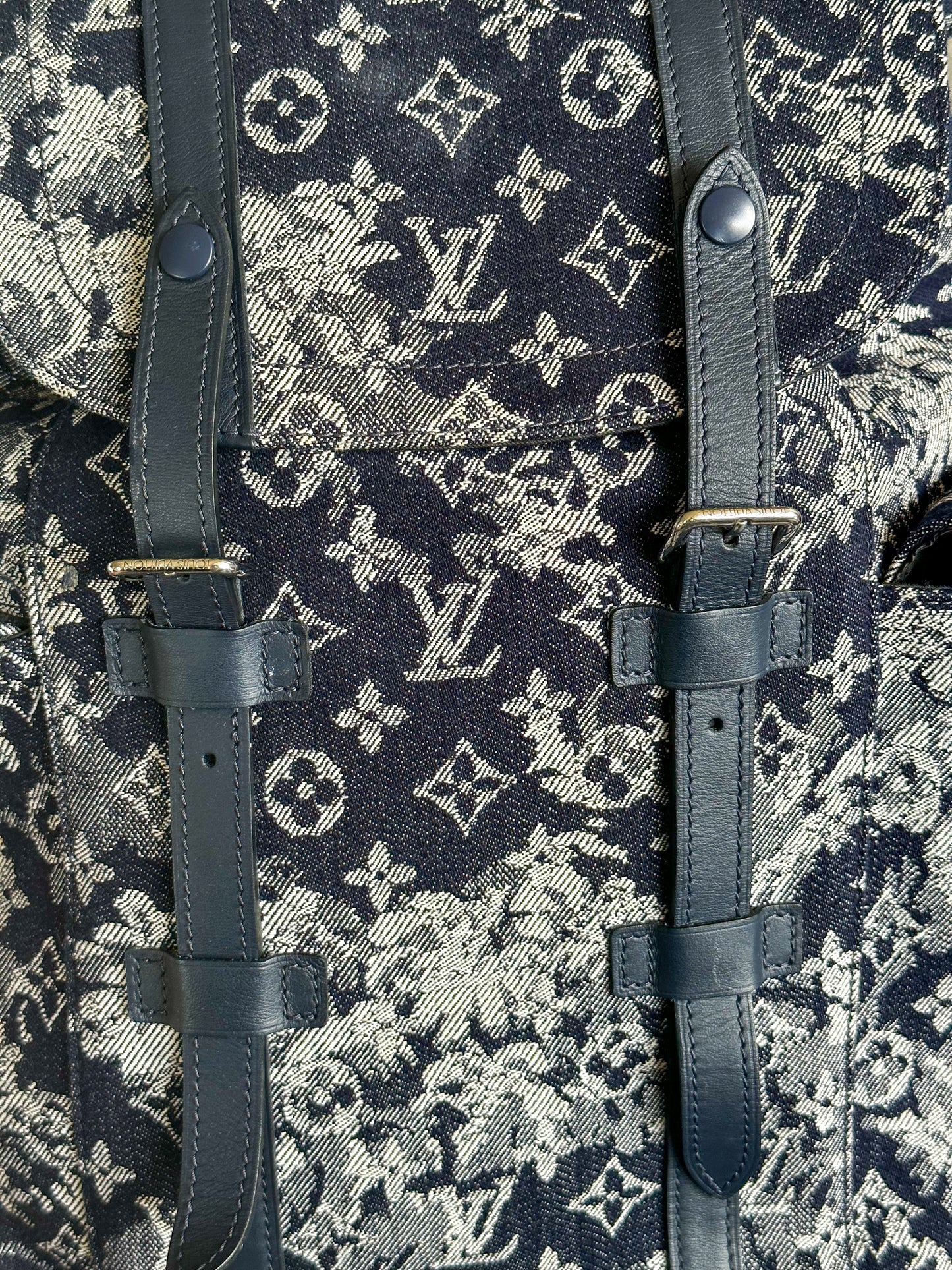 Louis Vuitton Navy Tapestry Monogram Christopher Backpack