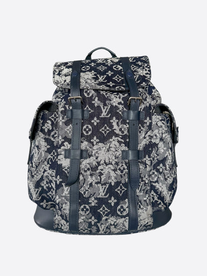 louis vuitton 80000 christopher backpack Louis Vuitton Navy Tapestry Monogram Christopher Backpack
