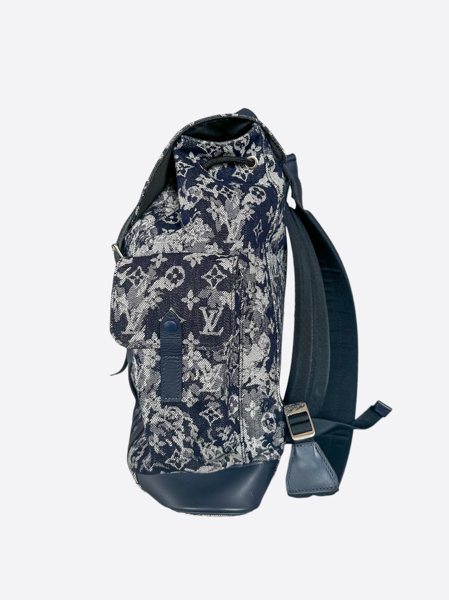 Louis Vuitton Navy Tapestry Monogram Christopher Backpack