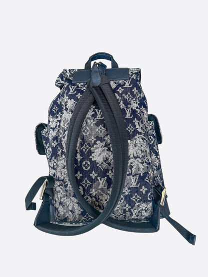 Louis Vuitton Navy Tapestry Monogram Christopher Backpack