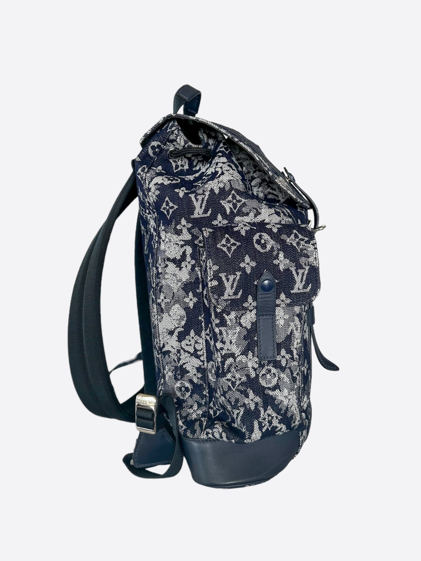 louis vuitton backpack bag charm navy monogram canvas Louis Vuitton Navy Tapestry Monogram Christopher Backpack – Savonches