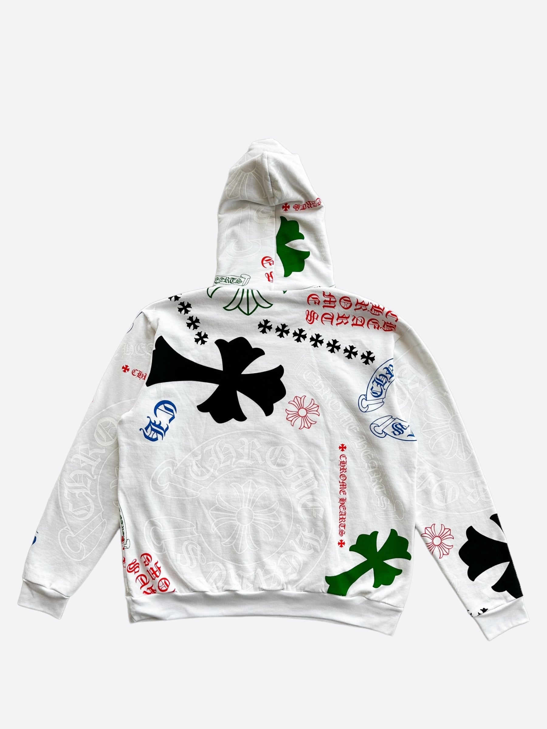 【CHROME HEARTS】STENCIL HOODIE マルチカラー Chrome Hearts White Multicolor Stencil Hoodie – Savonches