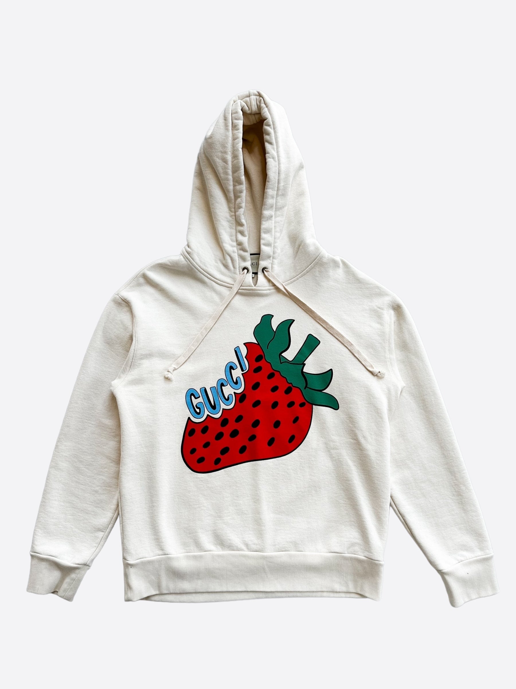 Gucci Cream Strawberry Logo Hoodie