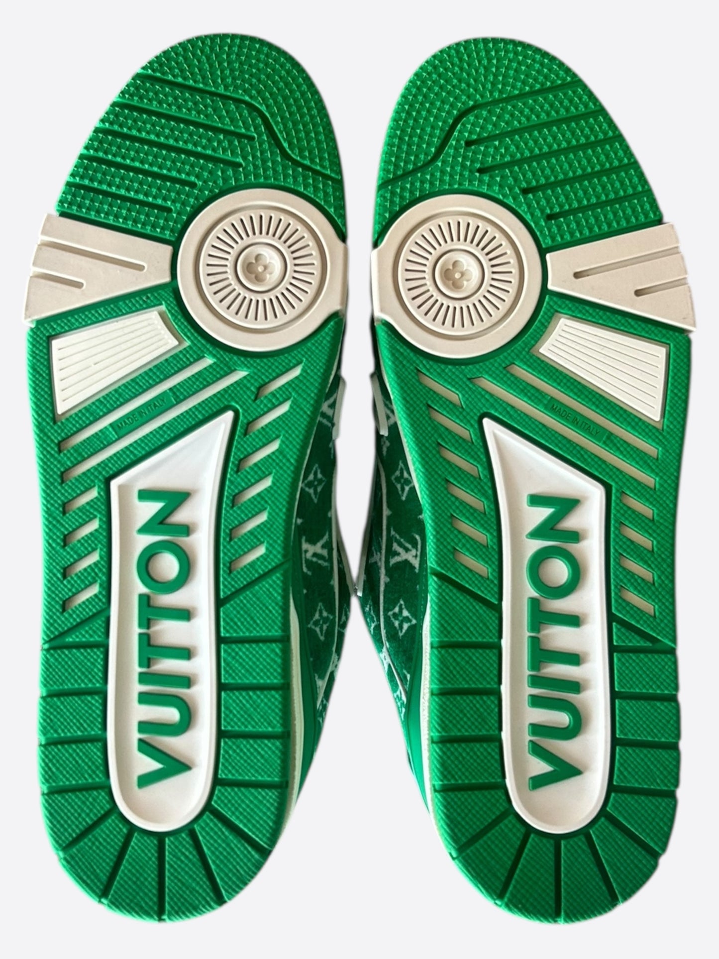 Louis Vuitton Green & White Monogram Velour Trainers