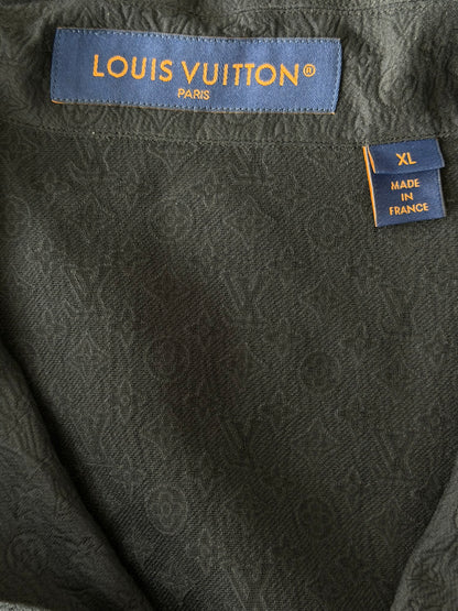Louis Vuitton Black Mini Monogram Silk Button Up Shirt